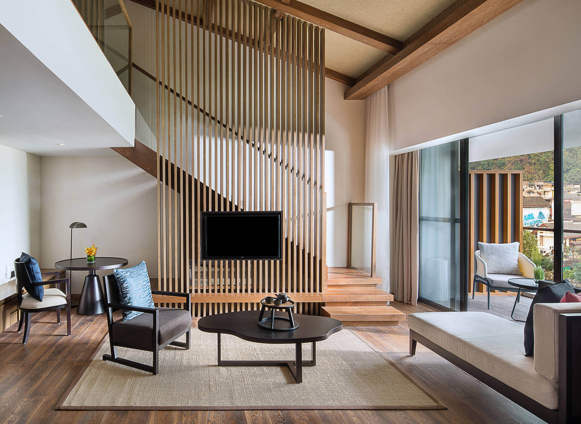 Amari-Yangshuo_Two-Bedroom-Duplex_Living-Area-_-Balcony-COLUMN-LS